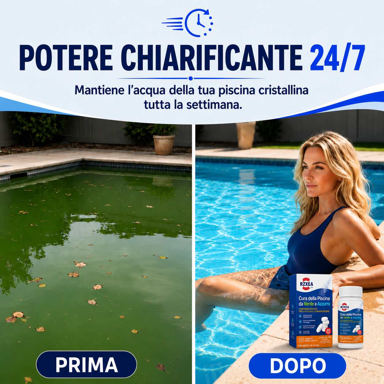 RZXEA™ Cura della Piscina Verde a Blu
